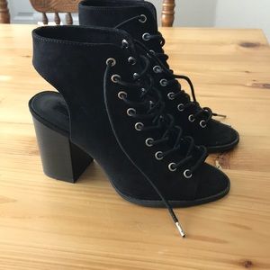 Black peep toe booties